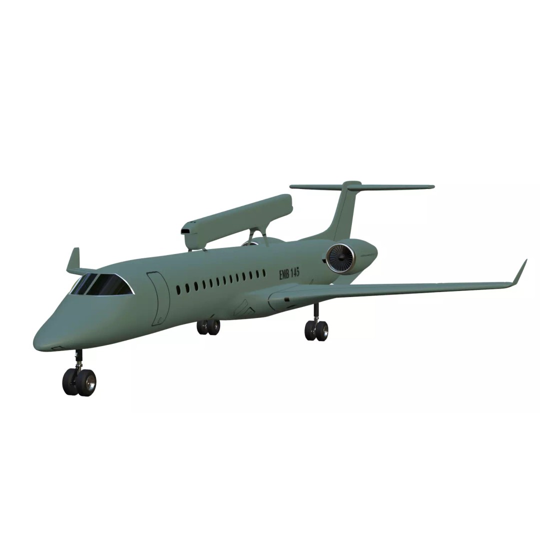 EMBRAER EMB145 AEW C 3D Model – Low Poly Aircraft Asset, FBX, OBJ - View 2