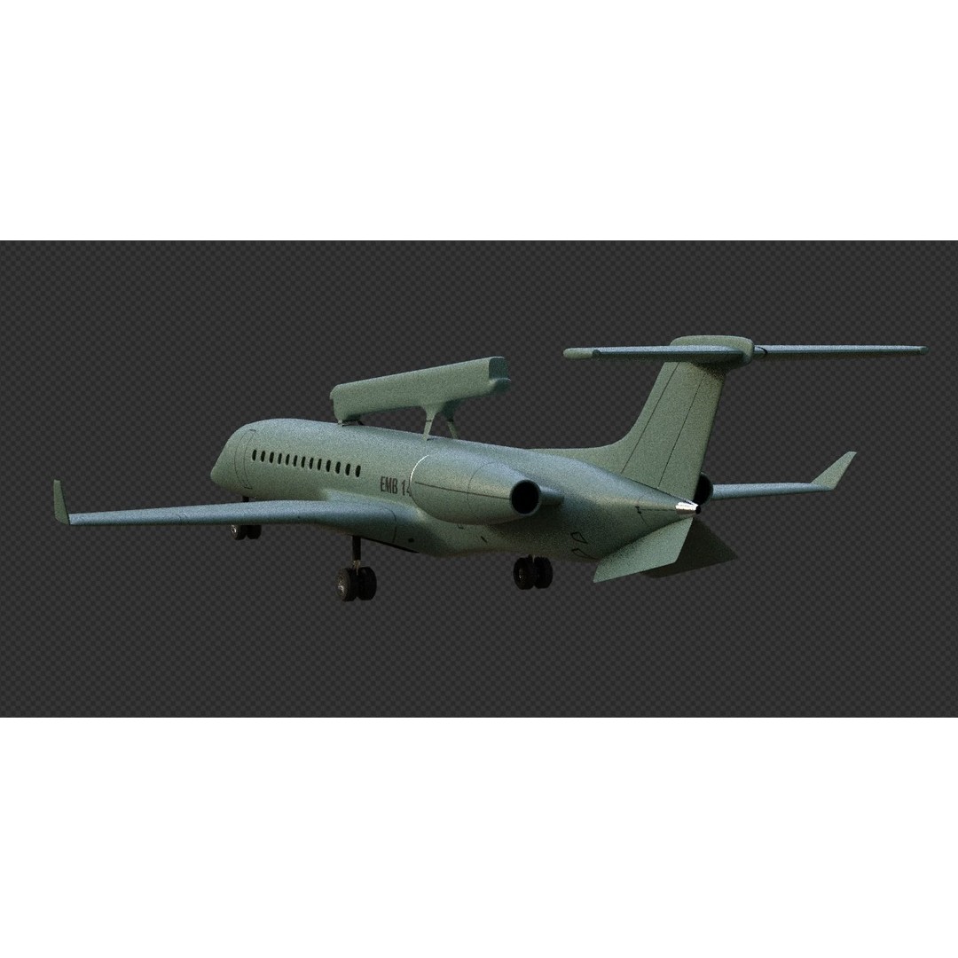 EMBRAER EMB145 AEW C 3D Model – Low Poly Aircraft Asset, FBX, OBJ - View 30