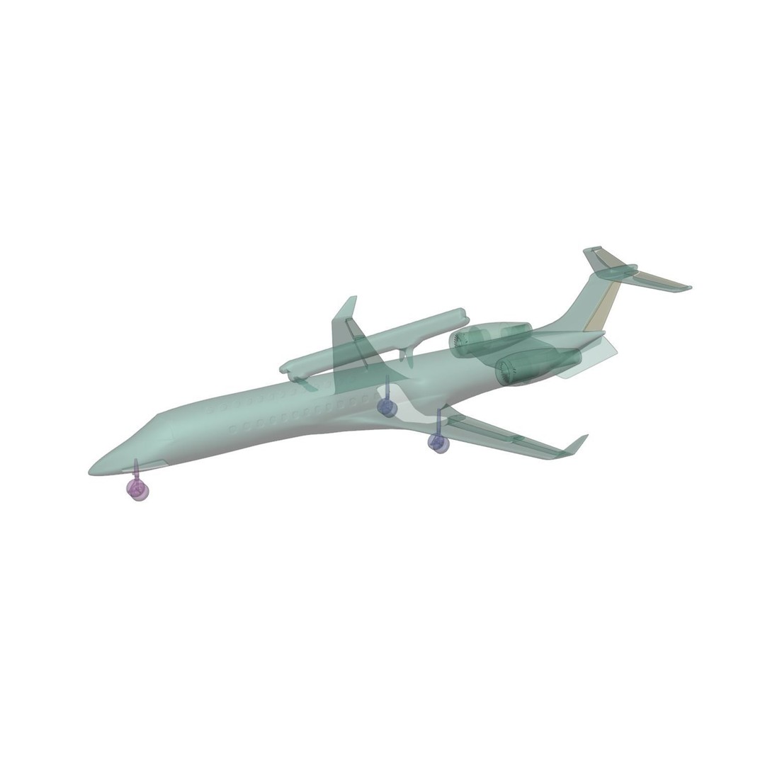 EMBRAER EMB145 AEW C 3D Model – Low Poly Aircraft Asset, FBX, OBJ - View 34