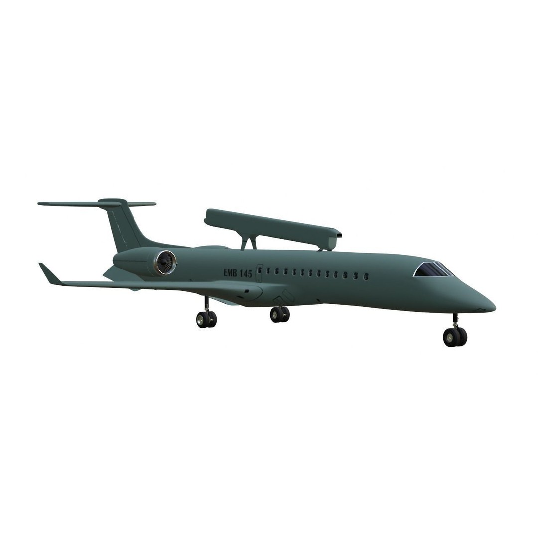 EMBRAER EMB145 AEW C 3D Model – Low Poly Aircraft Asset, FBX, OBJ - View 4