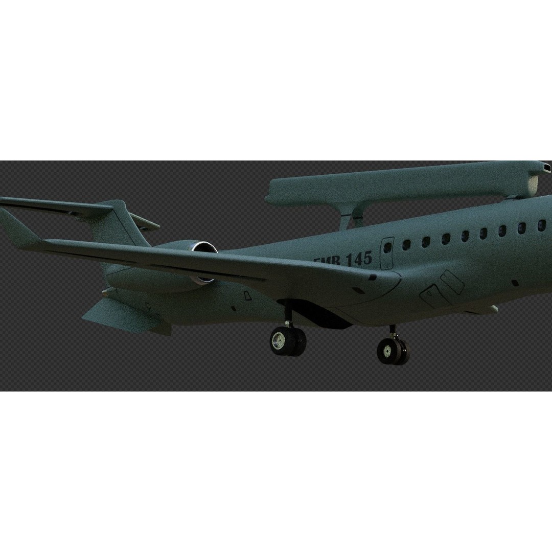 EMBRAER EMB145 AEW C 3D Model – Low Poly Aircraft Asset, FBX, OBJ - View 8