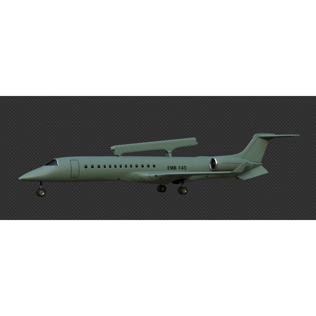 EMBRAER EMB145 AEW C 3D Model – Low Poly Aircraft Asset, FBX, OBJ - View 9