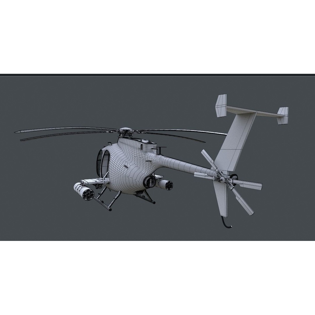 MH-6 Little Bird 3D Model – Low Poly Helicopter with PBR Textures