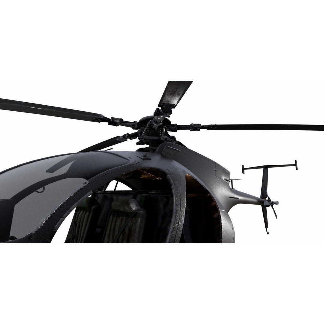 MH-6 Little Bird 3D Model – Low Poly Helicopter with PBR Textures - View 10