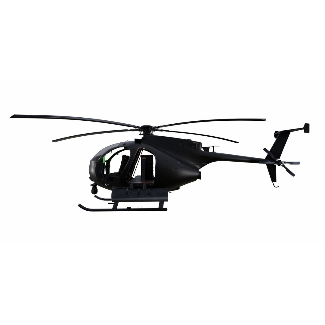 MH-6 Little Bird 3D Model – Low Poly Helicopter with PBR Textures - View 11