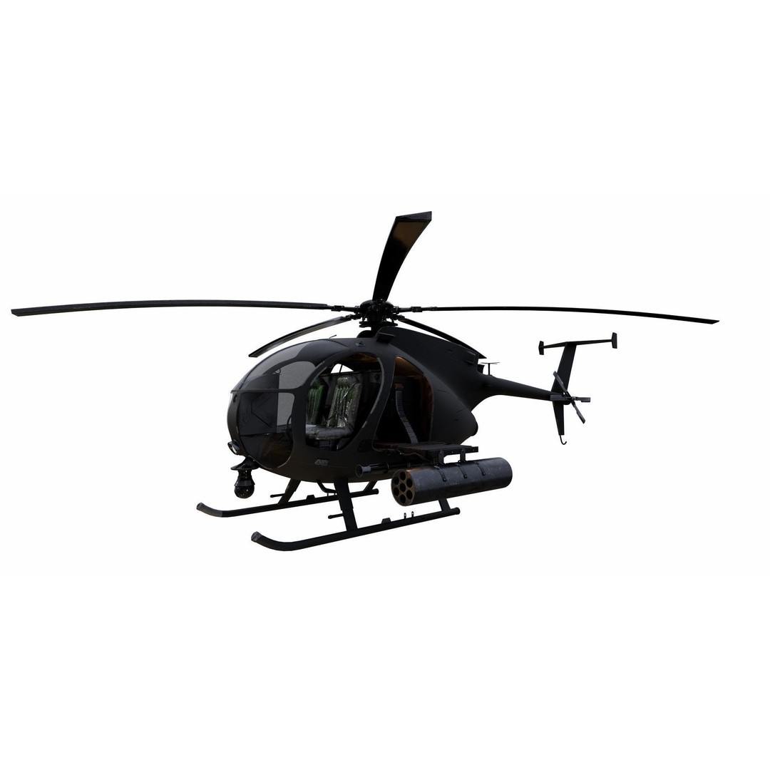 MH-6 Little Bird 3D Model – Low Poly Helicopter with PBR Textures - View 14
