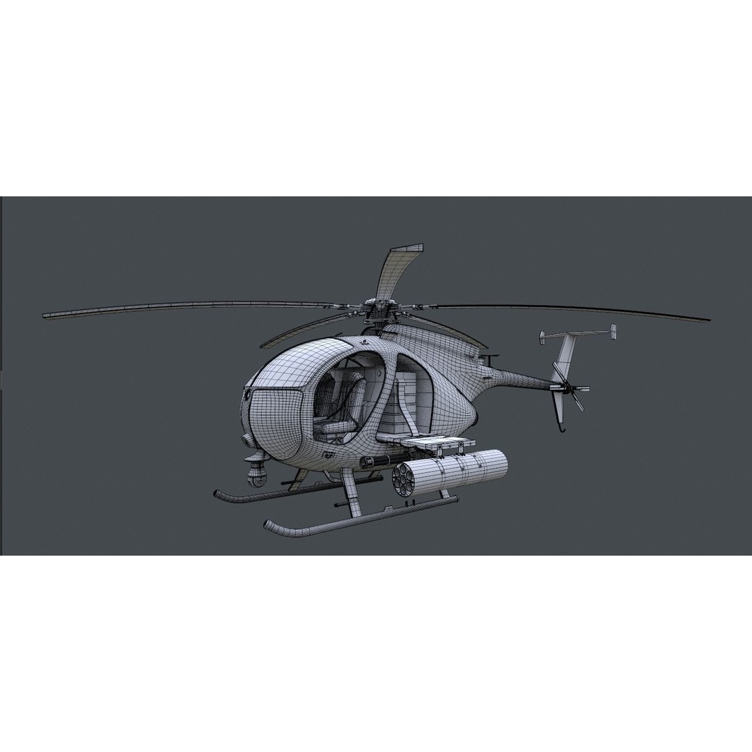 MH-6 Little Bird 3D Model – Low Poly Helicopter with PBR Textures - View 15