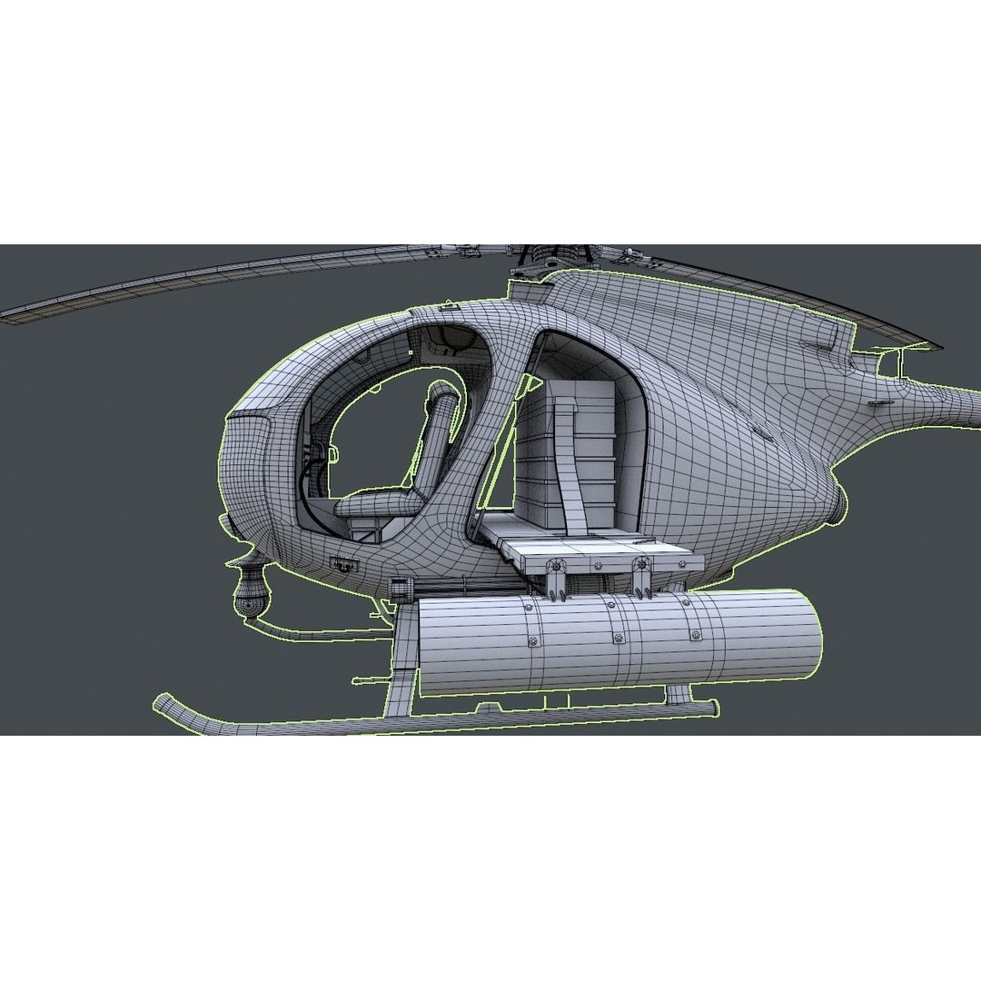 MH-6 Little Bird 3D Model – Low Poly Helicopter with PBR Textures - View 16