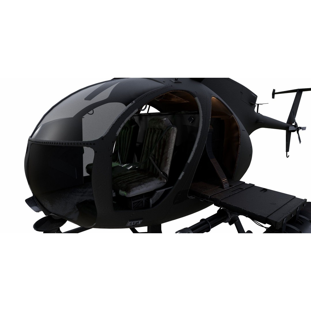 MH-6 Little Bird 3D Model – Low Poly Helicopter with PBR Textures - View 5