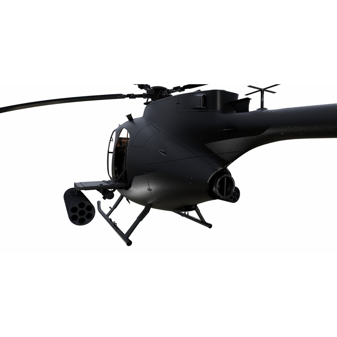 MH-6 Little Bird 3D Model – Low Poly Helicopter with PBR Textures - View 6