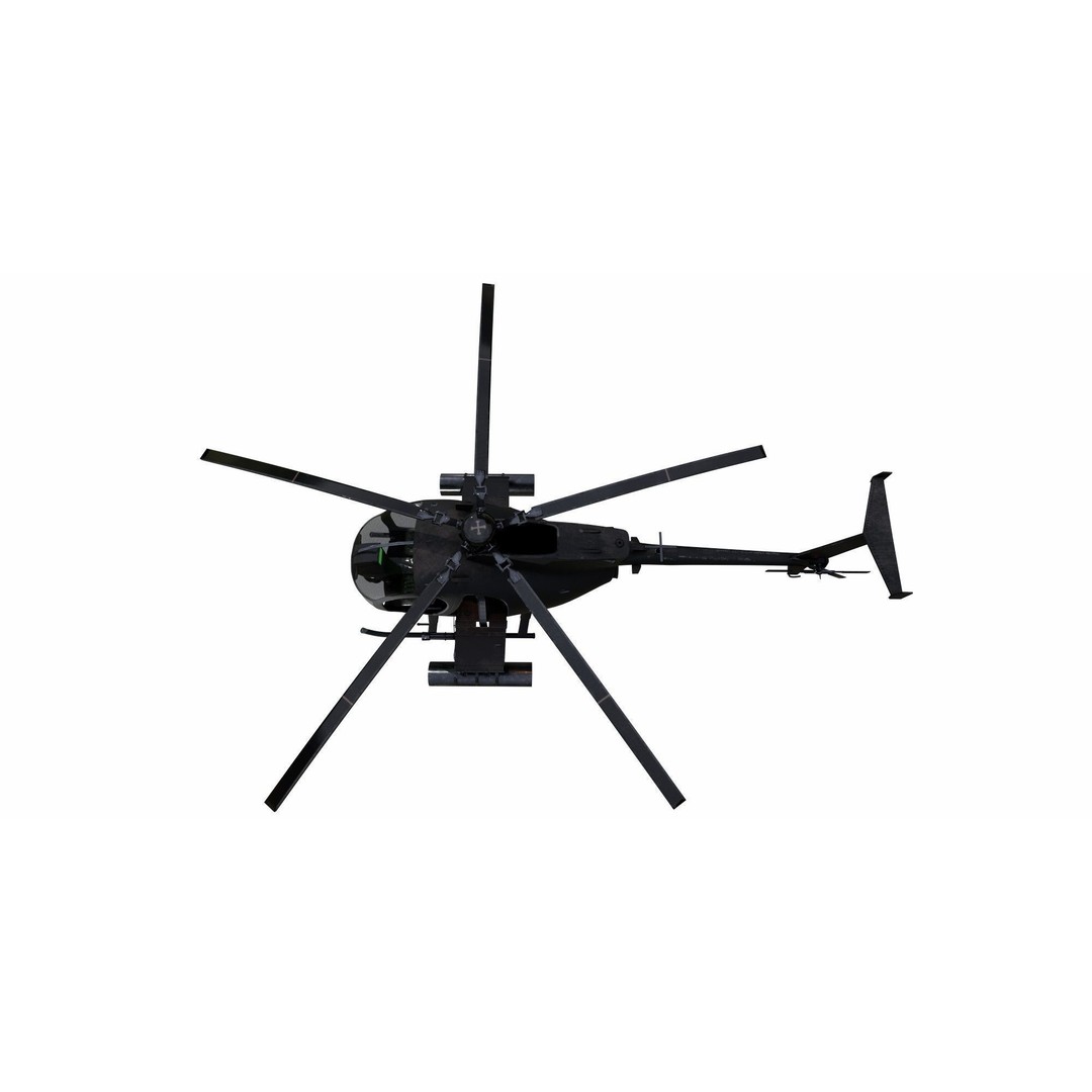 MH-6 Little Bird 3D Model – Low Poly Helicopter with PBR Textures - View 7