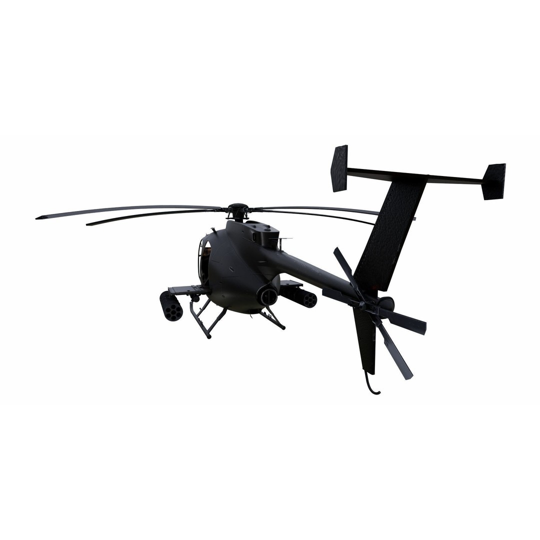 MH-6 Little Bird 3D Model – Low Poly Helicopter with PBR Textures - View 8
