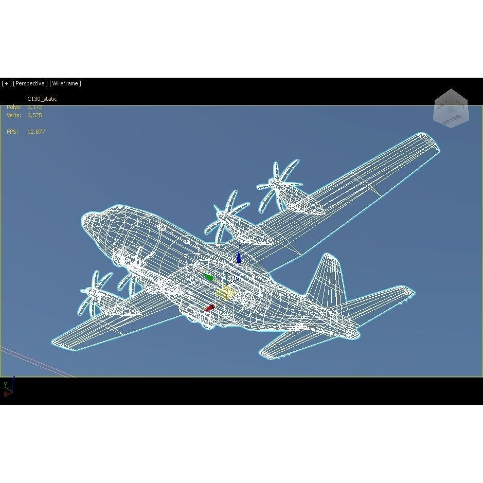 Lockheed C-130 Hercules 3D Model – Low Poly Static Aircraft for Scenery