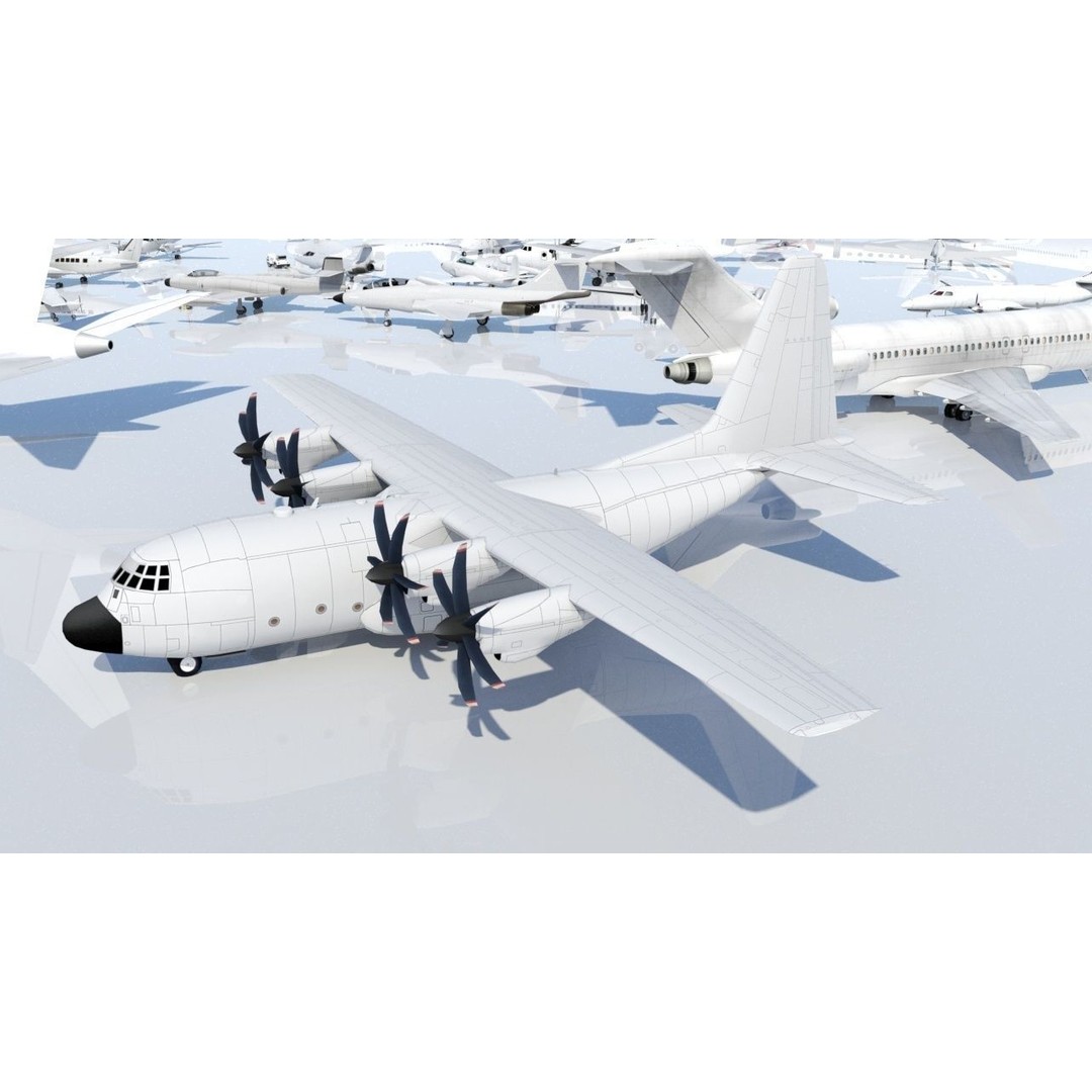 Lockheed C-130 Hercules 3D Model – Low Poly Static Aircraft for Scenery - View 15
