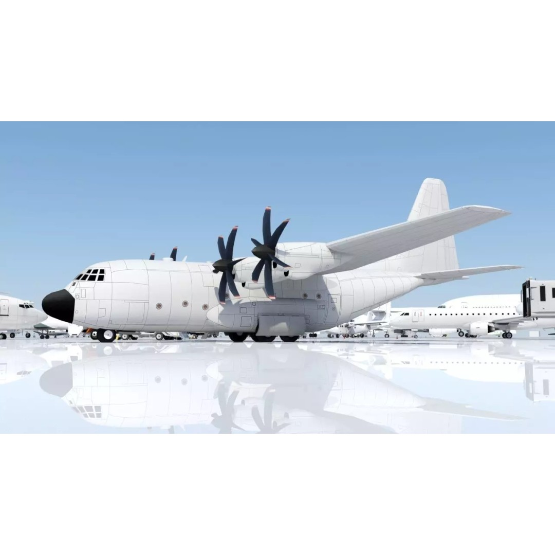 Lockheed C-130 Hercules 3D Model – Low Poly Static Aircraft for Scenery - View 2