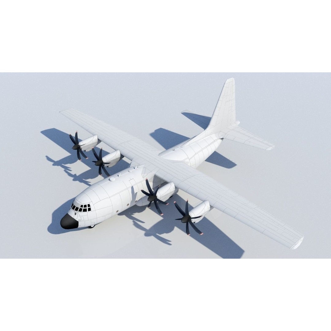 Lockheed C-130 Hercules 3D Model – Low Poly Static Aircraft for Scenery - View 3