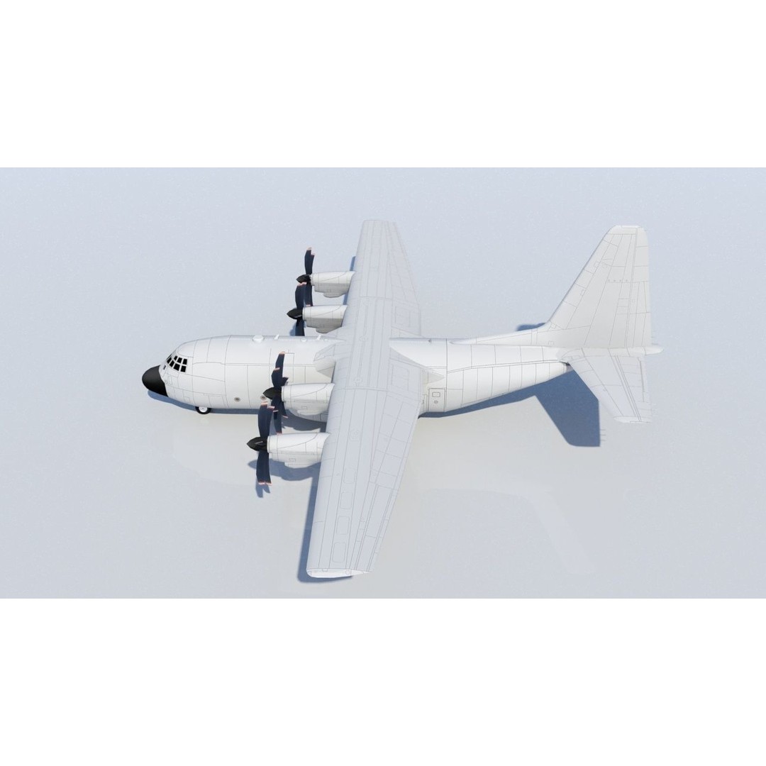 Lockheed C-130 Hercules 3D Model – Low Poly Static Aircraft for Scenery - View 4