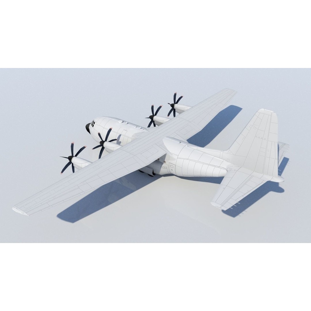 Lockheed C-130 Hercules 3D Model – Low Poly Static Aircraft for Scenery - View 5