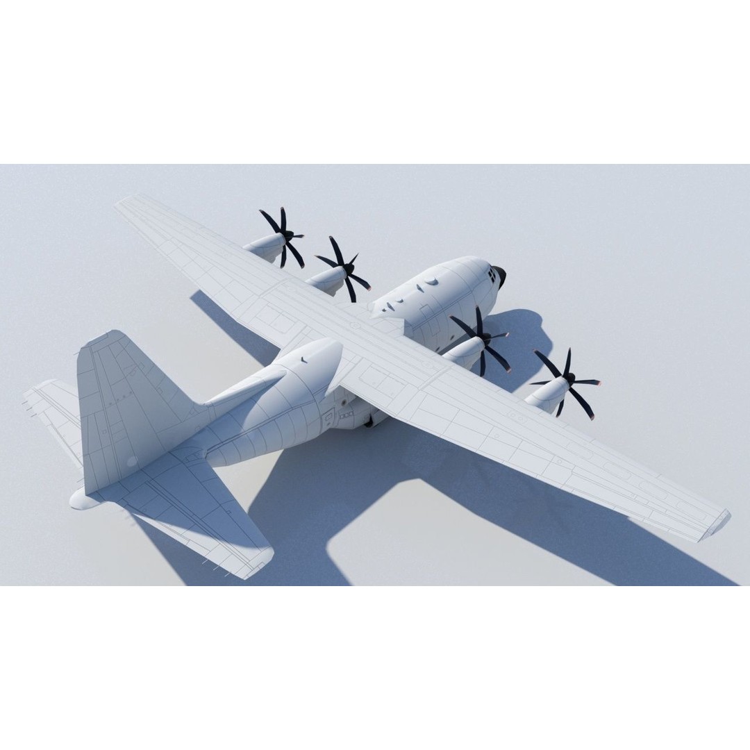 Lockheed C-130 Hercules 3D Model – Low Poly Static Aircraft for Scenery - View 7