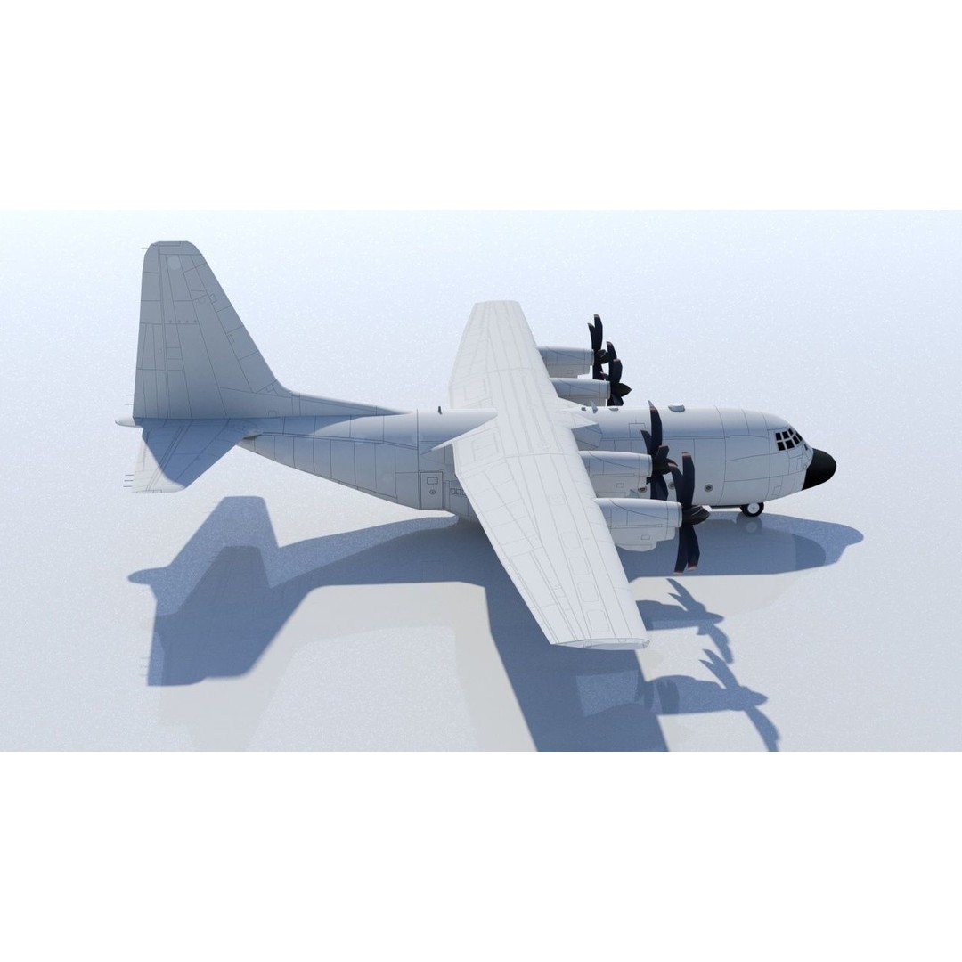 Lockheed C-130 Hercules 3D Model – Low Poly Static Aircraft for Scenery - View 8