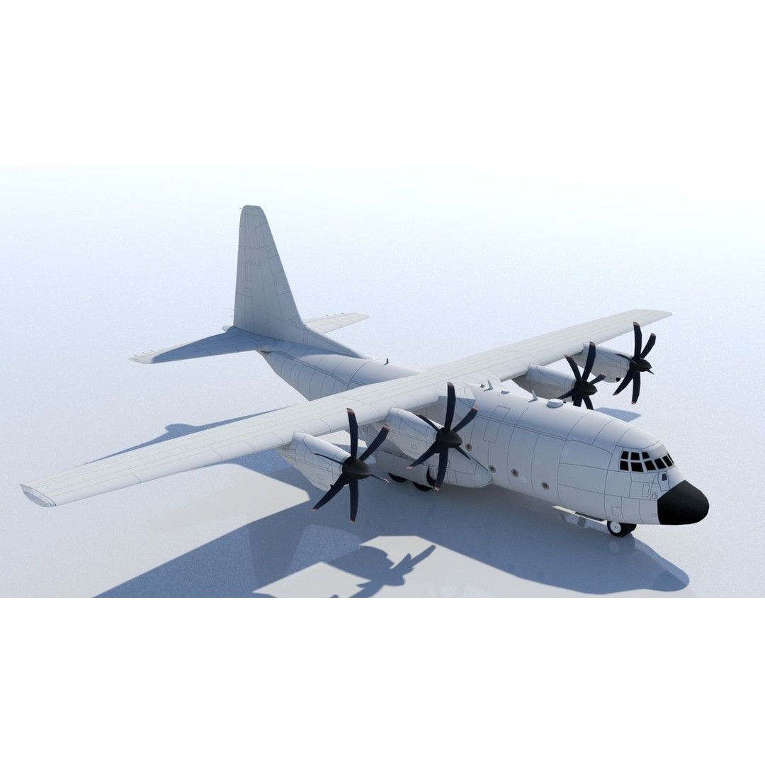 Lockheed C-130 Hercules 3D Model – Low Poly Static Aircraft for Scenery - View 9