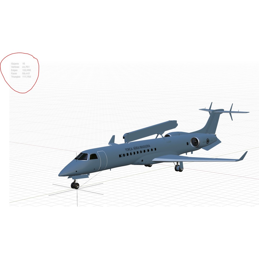 Embraer R-99 3D Model – Low Poly Military Aircraft, FBX & OBJ Formats - View 25