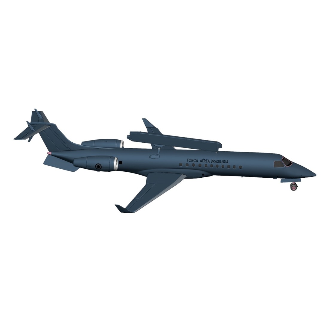 Embraer R-99 3D Model – Low Poly Military Aircraft, FBX & OBJ Formats - View 9