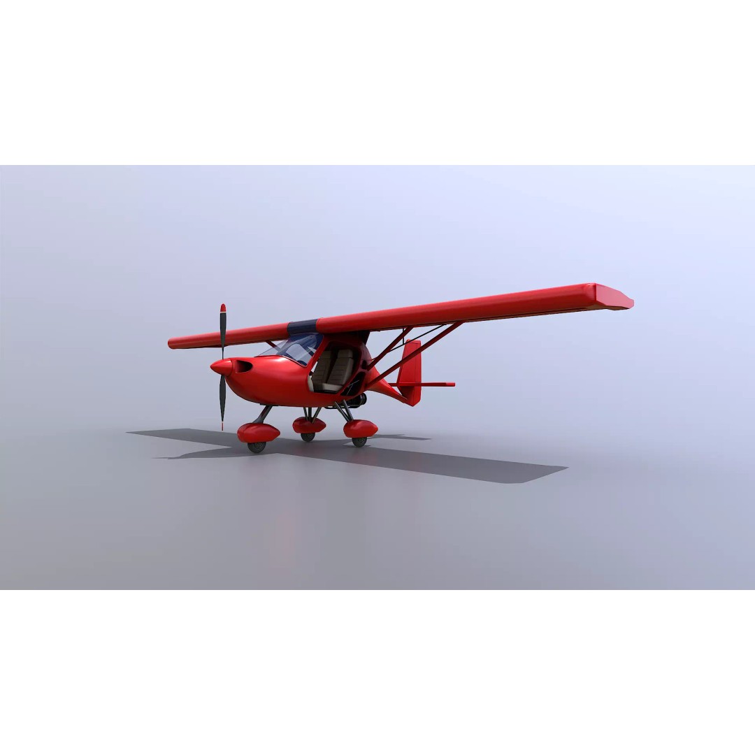 Ultralight Aircraft 3D Model – Low Poly Civilian Aircraft, FBX - View 2