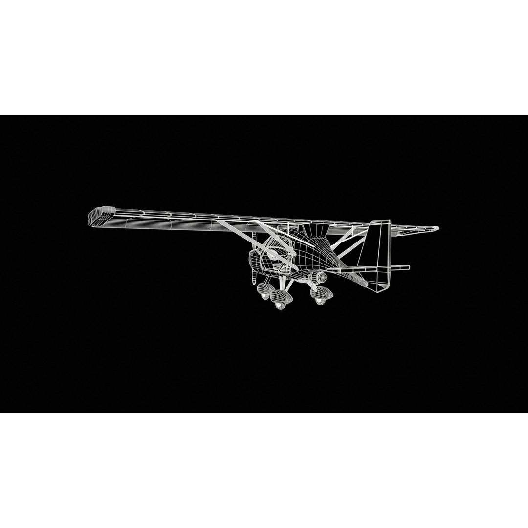 Ultralight Aircraft 3D Model – Low Poly Civilian Aircraft, FBX - View 9