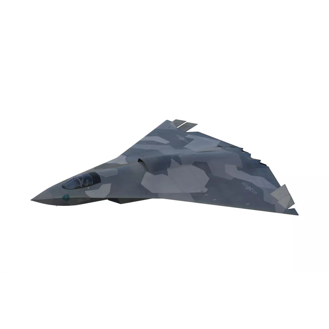 Chengdu J-36 3D Model – Military Aircraft, PBR Textures, FBX - View 2