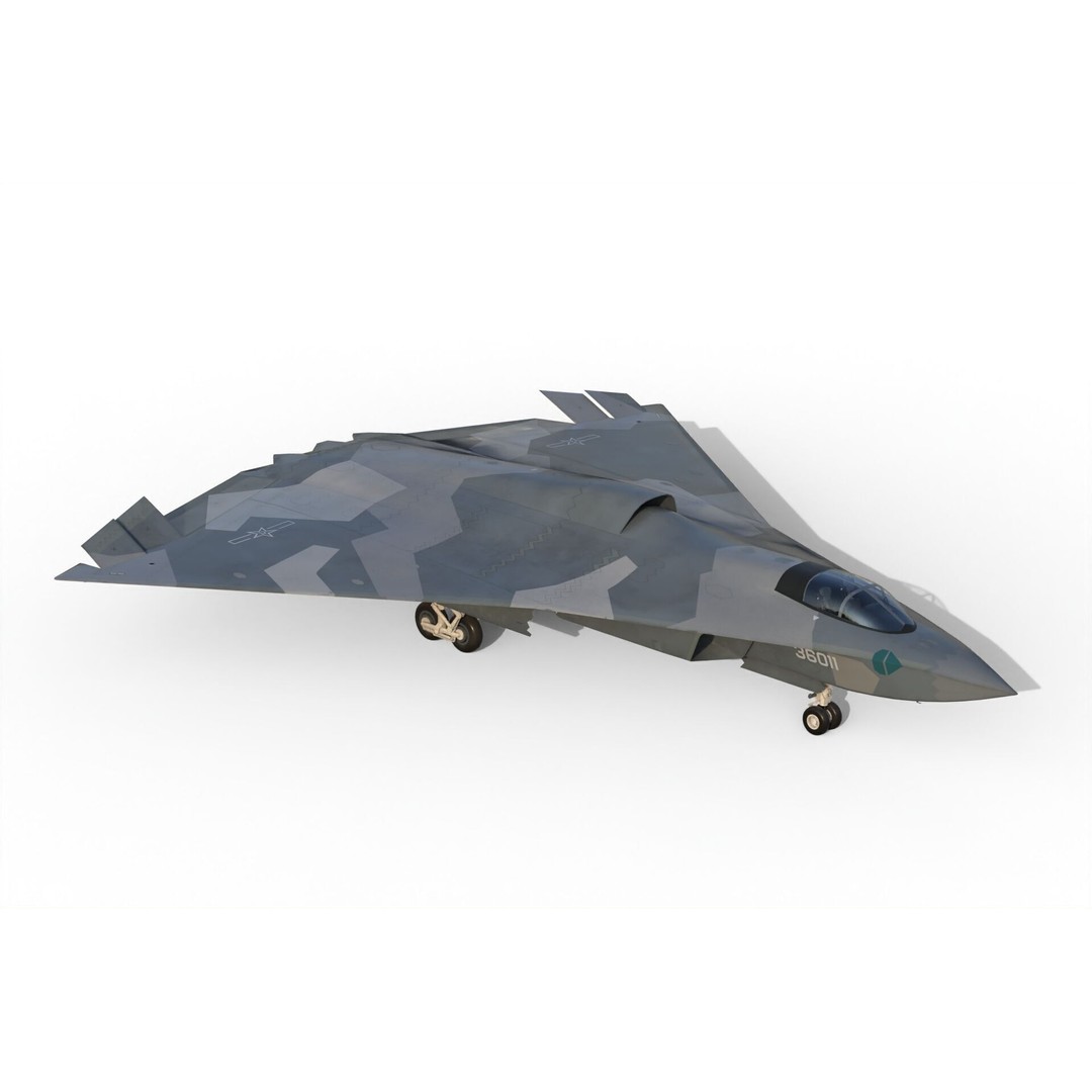 Chengdu J-36 3D Model – Military Aircraft, PBR Textures, FBX - View 3