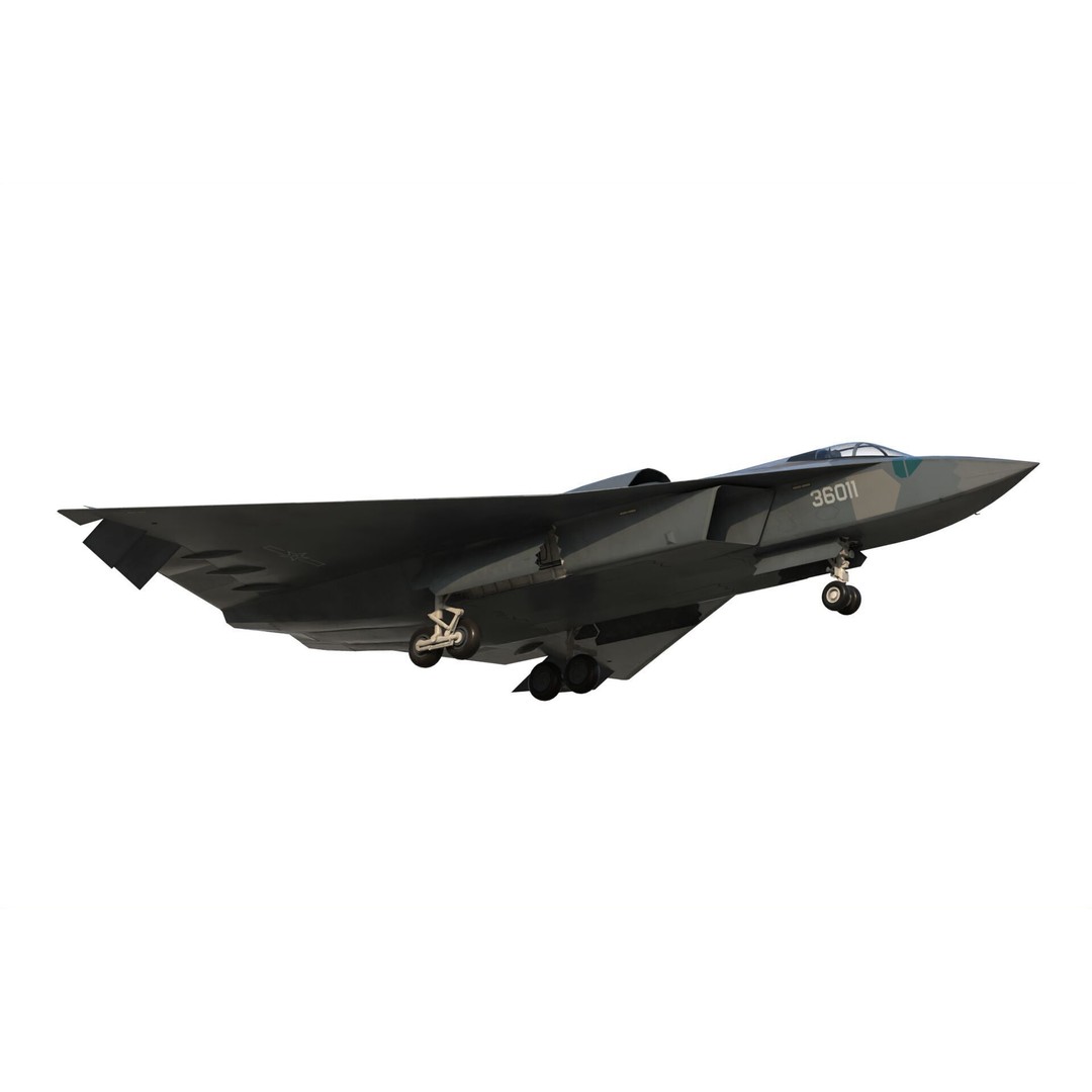 Chengdu J-36 3D Model – Military Aircraft, PBR Textures, FBX - View 4