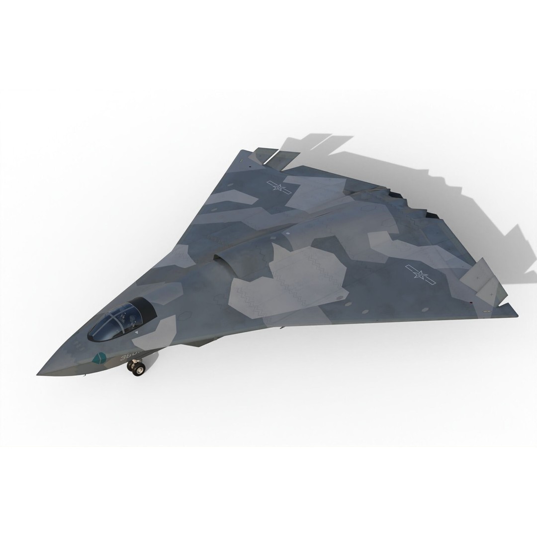 Chengdu J-36 3D Model – Military Aircraft, PBR Textures, FBX - View 5