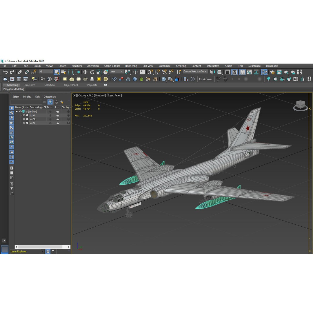 Tu-16 Badger 3D Model – Military Aircraft, Game-Ready FBX - View 17