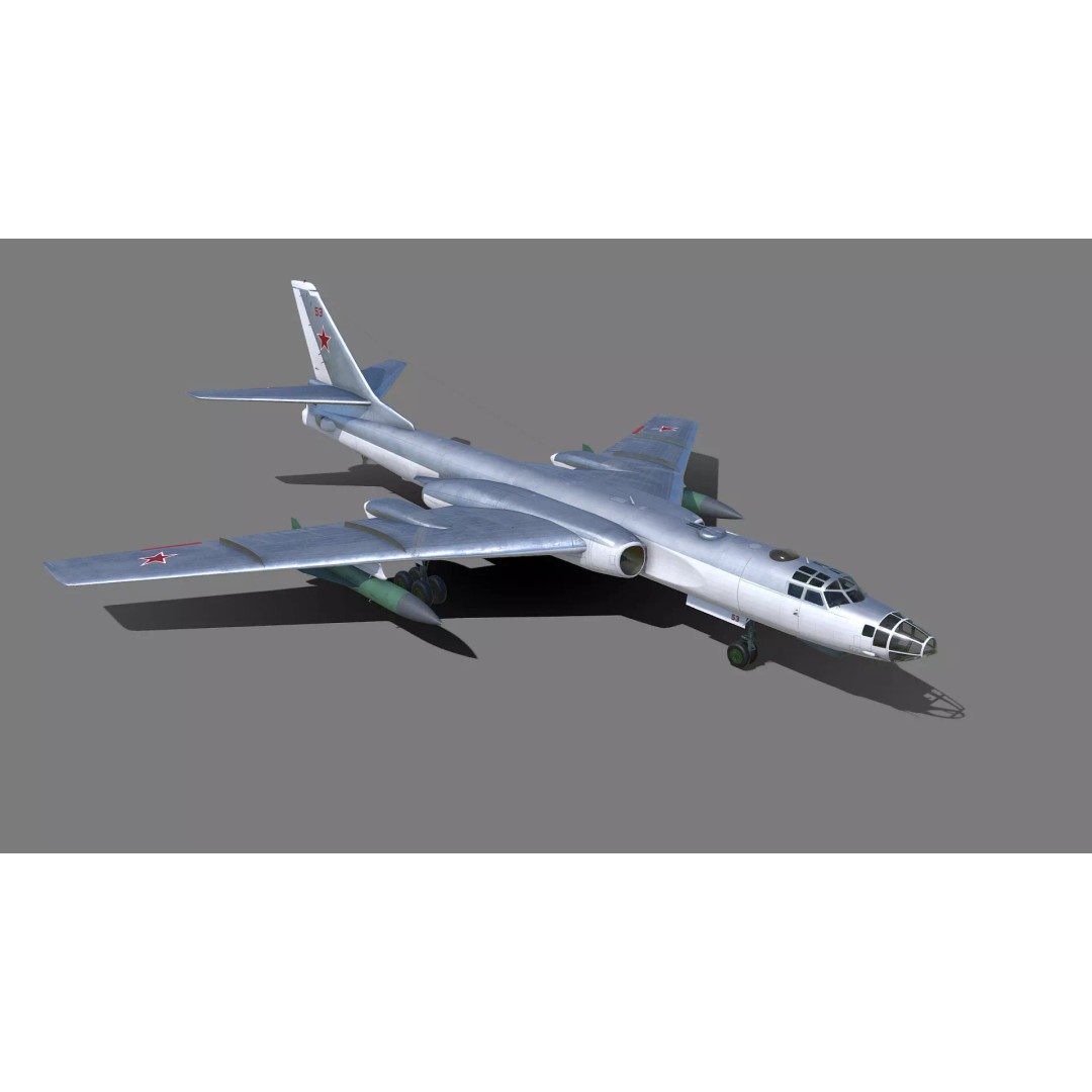Tu-16 Badger 3D Model – Military Aircraft, Game-Ready FBX - View 2