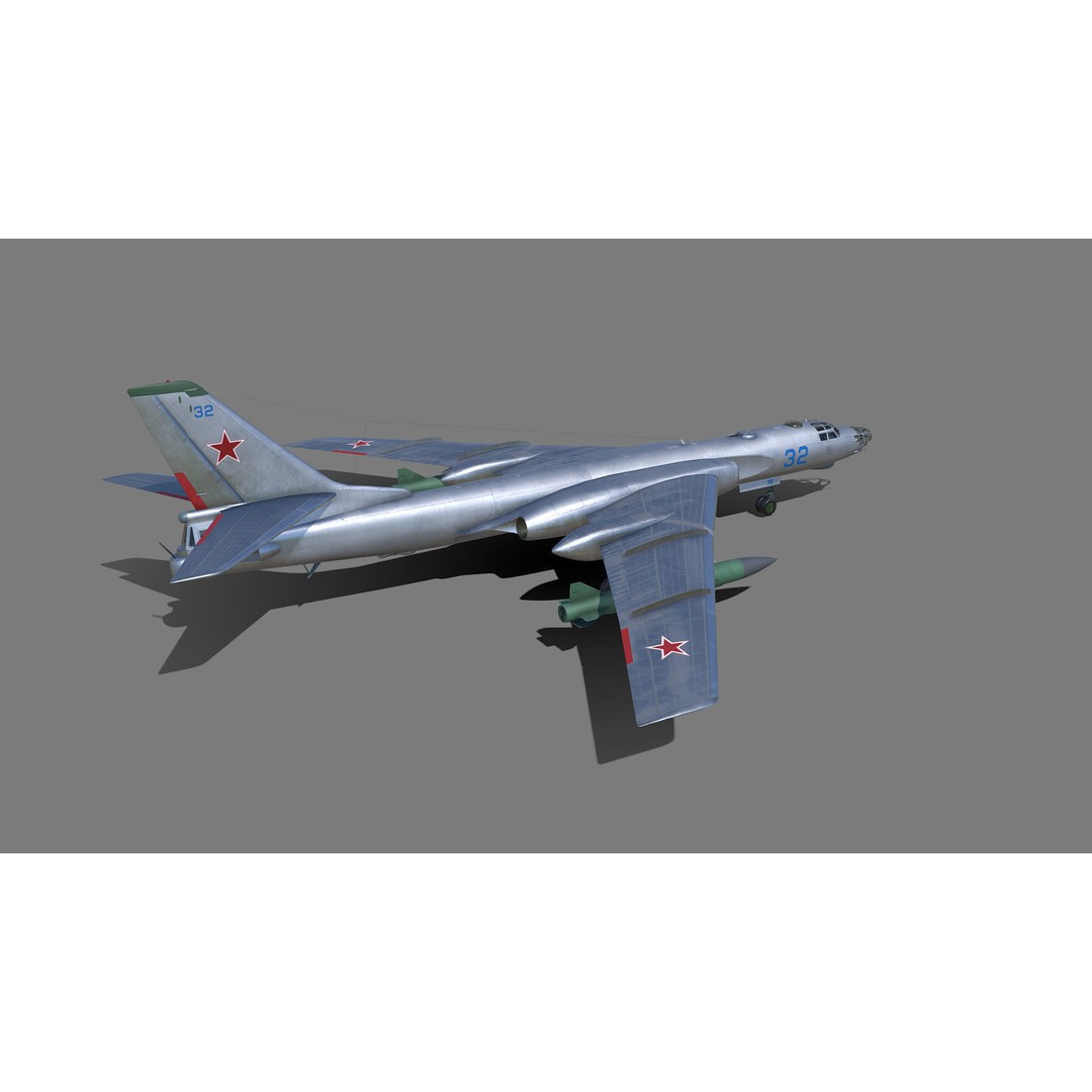 Tu-16 Badger 3D Model – Military Aircraft, Game-Ready FBX - View 7