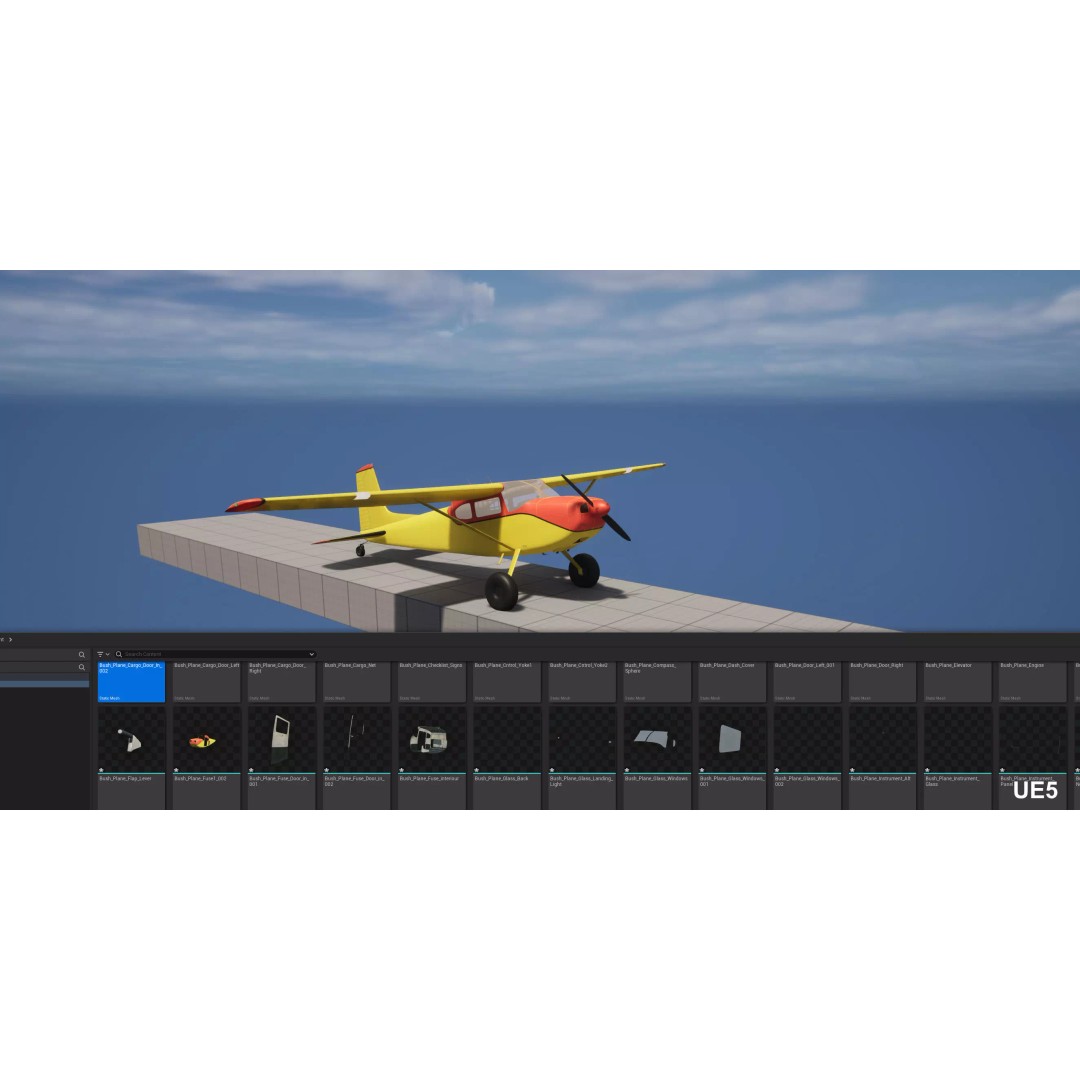 Bush Plane 3D Model – Low Poly Game Ready Aircraft, FBX, Blender