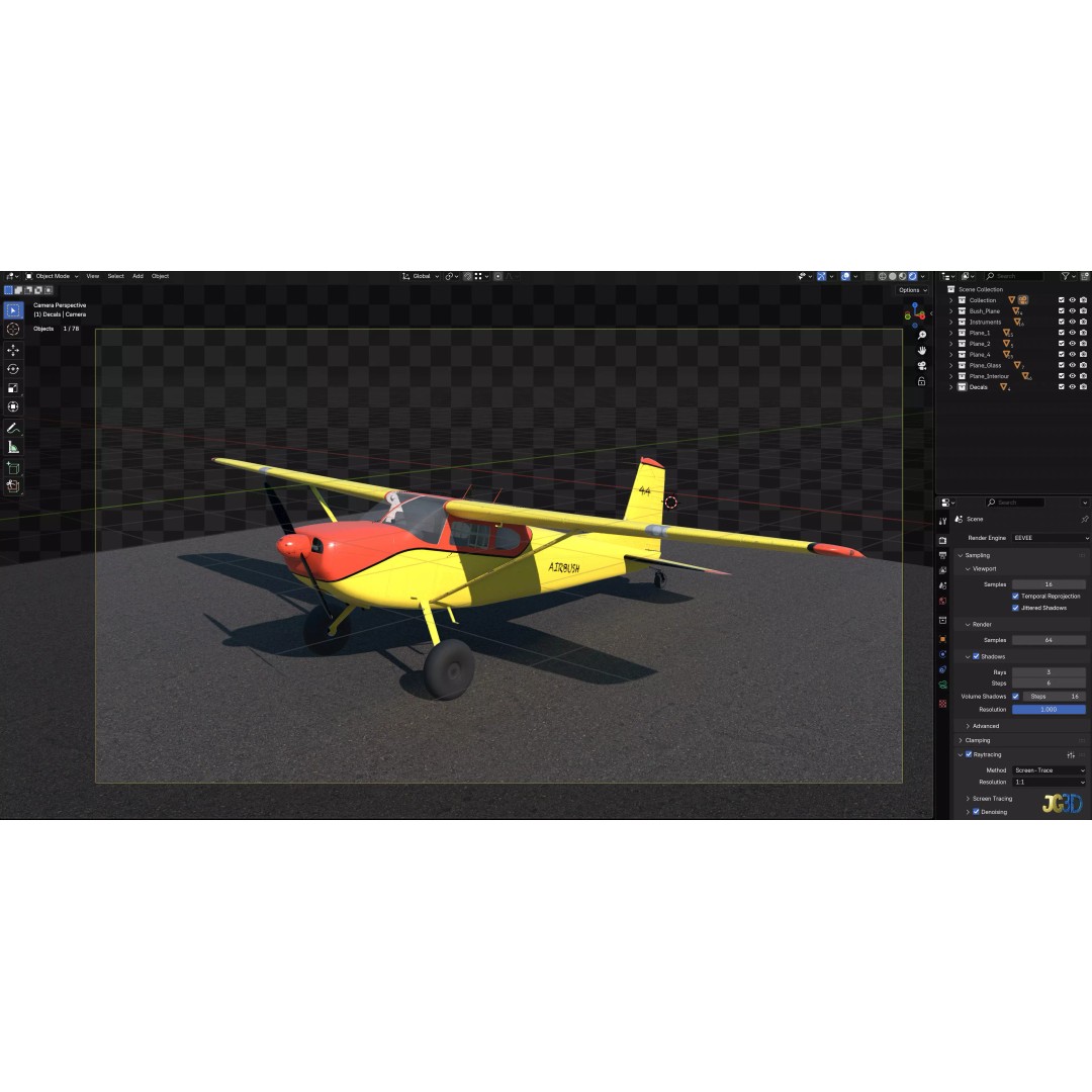 Bush Plane 3D Model – Low Poly Game Ready Aircraft, FBX, Blender - View 17