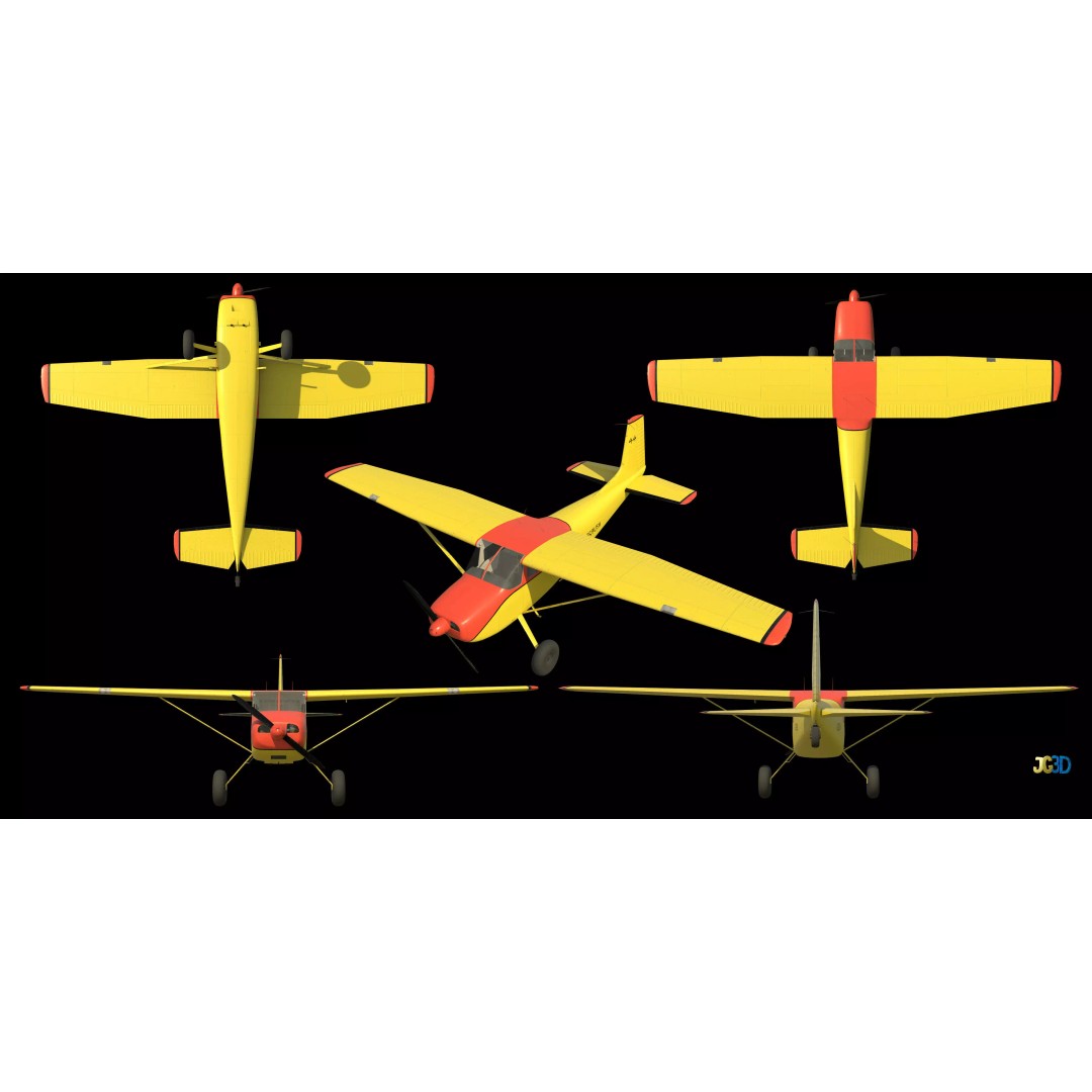 Bush Plane 3D Model – Low Poly Game Ready Aircraft, FBX, Blender - View 7