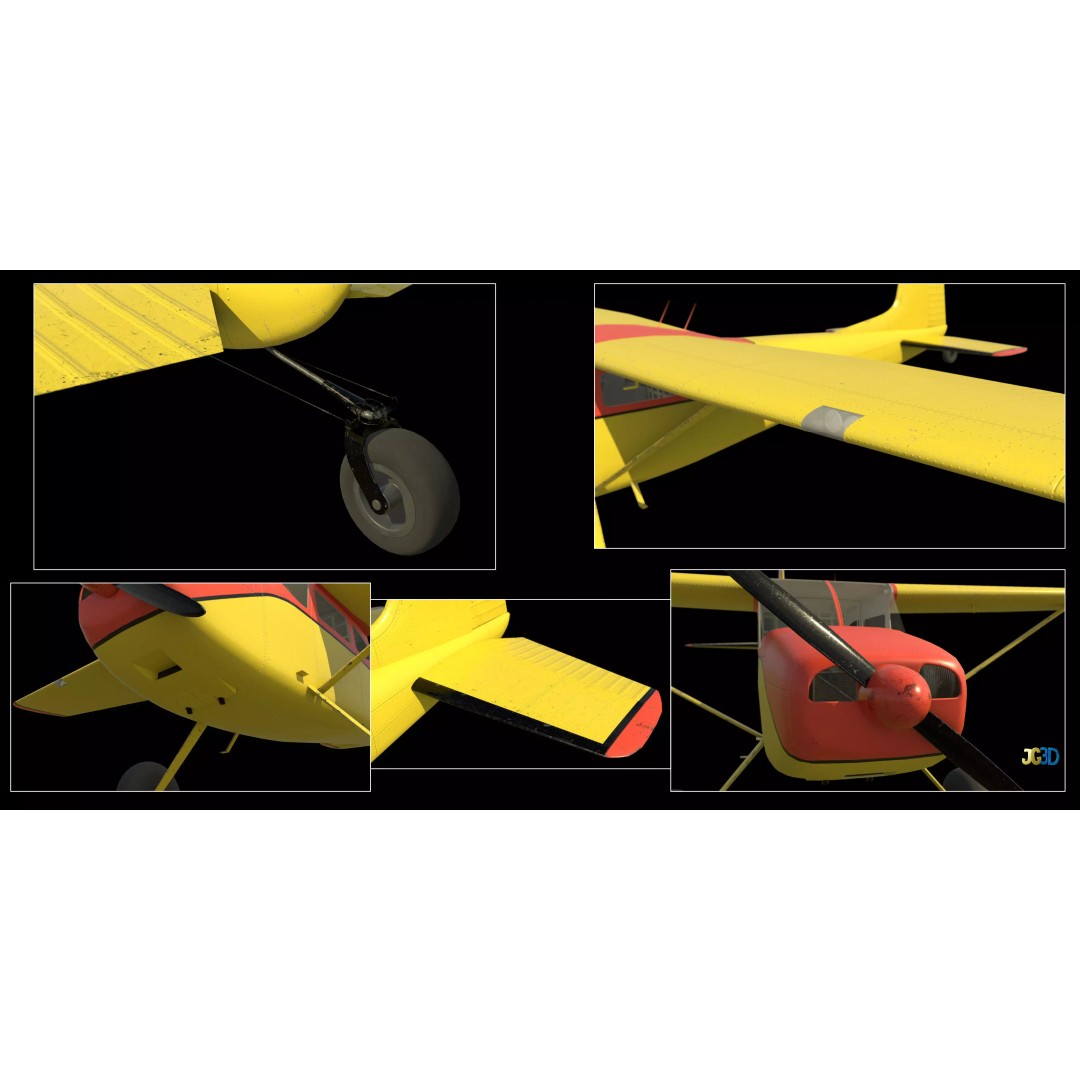 Bush Plane 3D Model – Low Poly Game Ready Aircraft, FBX, Blender - View 9