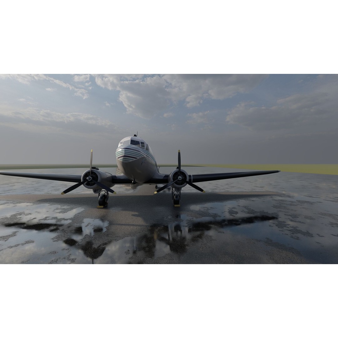 Douglas DC-3 and DC-4 3D Model – High Poly Aircraft with Interior, FBX/OBJ - View 12
