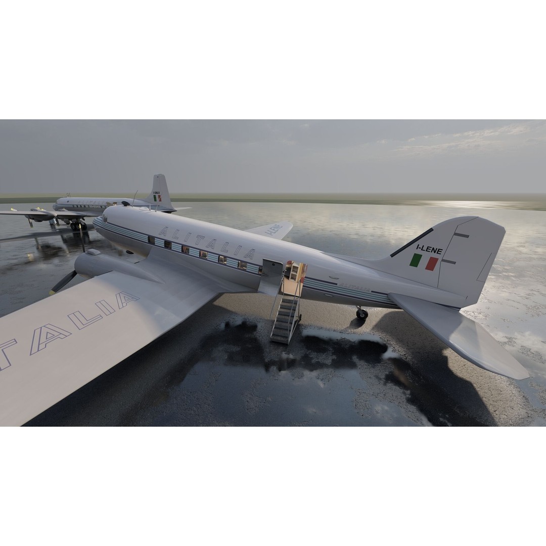 Douglas DC-3 and DC-4 3D Model – High Poly Aircraft with Interior, FBX/OBJ - View 14