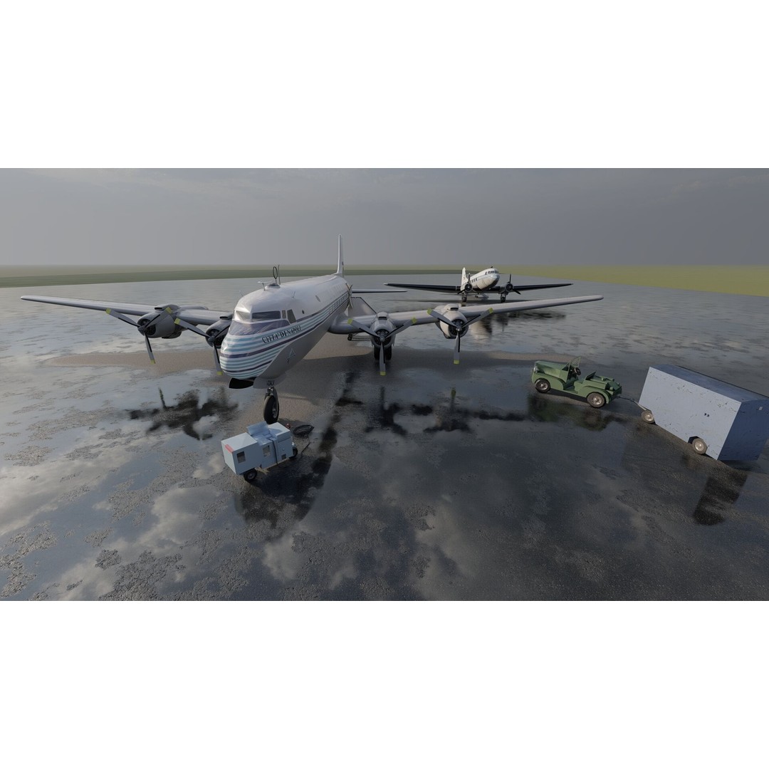 Douglas DC-3 and DC-4 3D Model – High Poly Aircraft with Interior, FBX/OBJ - View 19