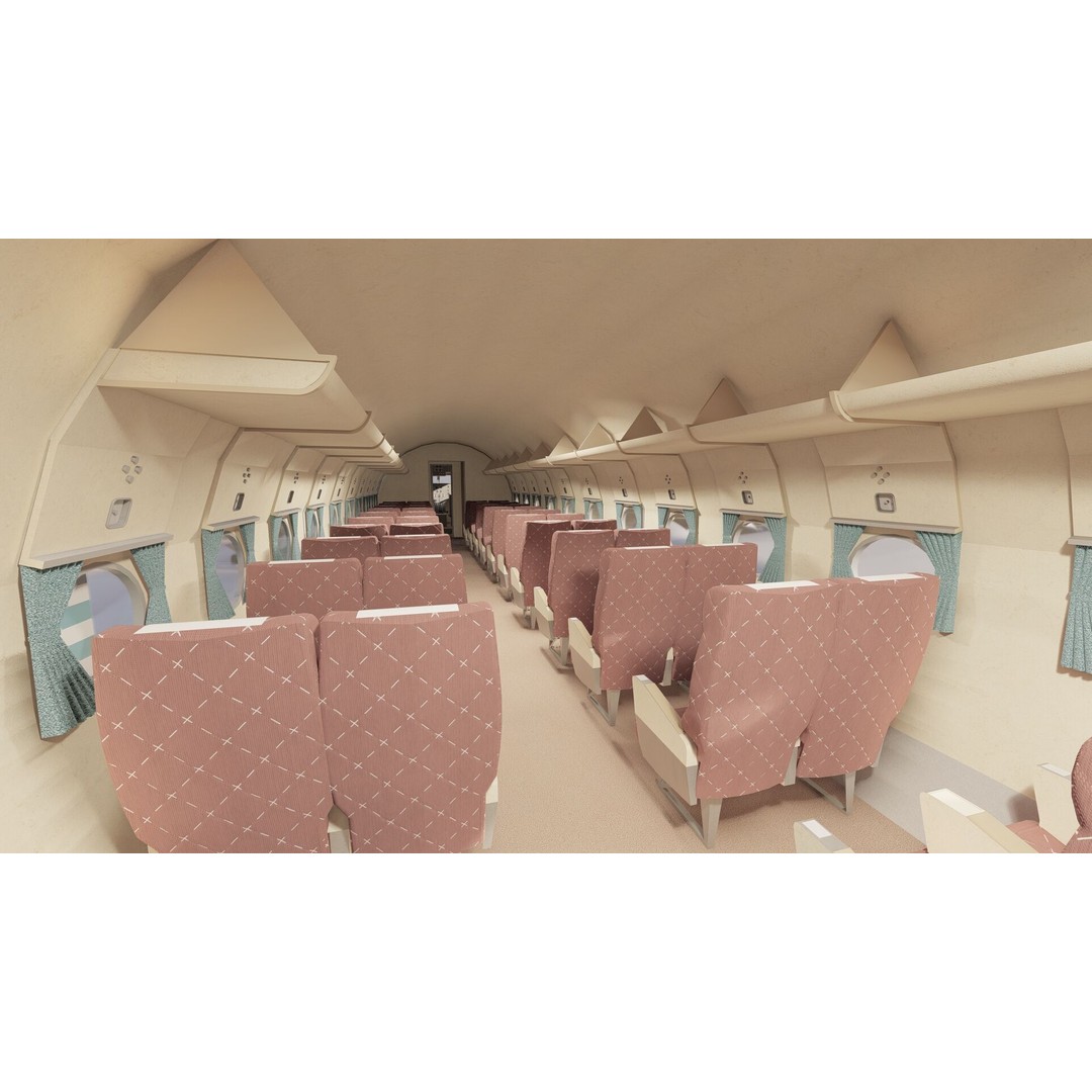 Douglas DC-3 and DC-4 3D Model – High Poly Aircraft with Interior, FBX/OBJ - View 25