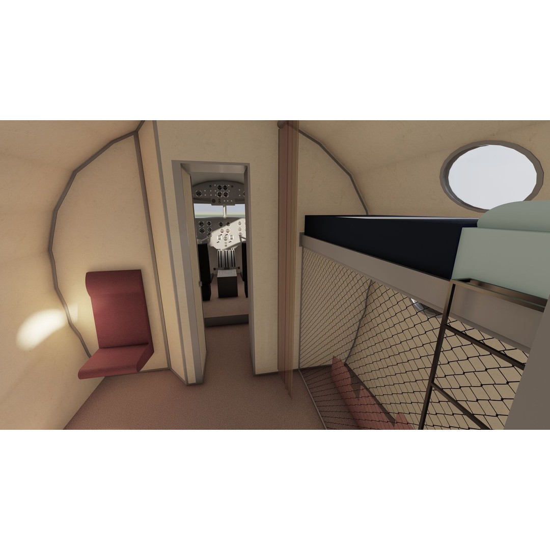 Douglas DC-3 and DC-4 3D Model – High Poly Aircraft with Interior, FBX/OBJ - View 27