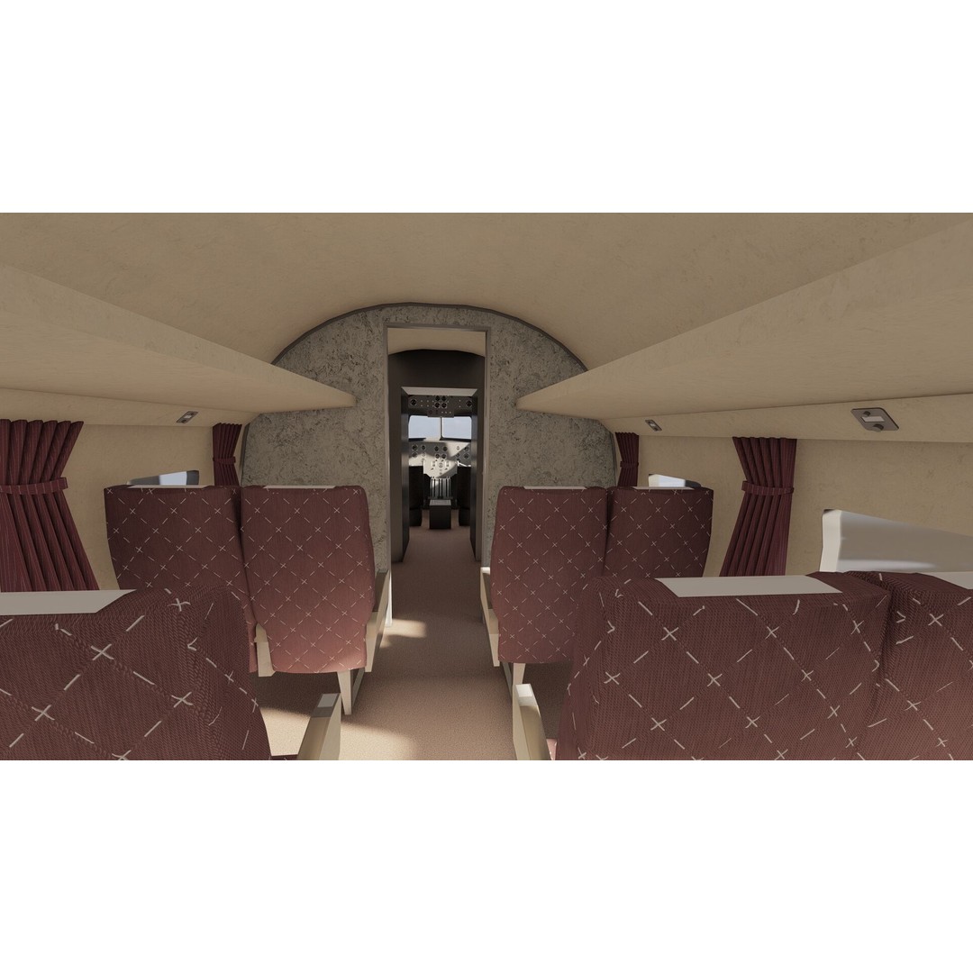 Douglas DC-3 and DC-4 3D Model – High Poly Aircraft with Interior, FBX/OBJ - View 32