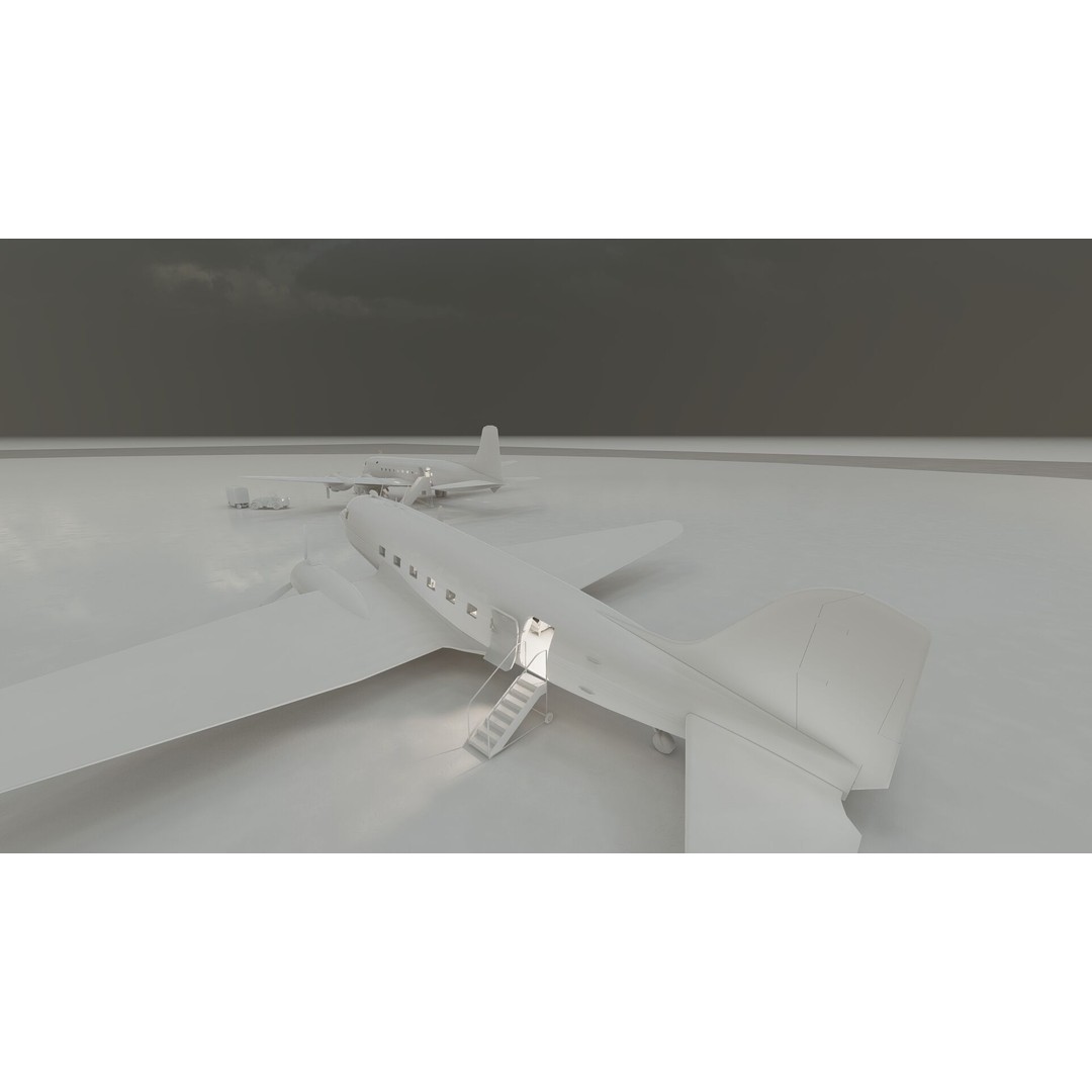 Douglas DC-3 and DC-4 3D Model – High Poly Aircraft with Interior, FBX/OBJ - View 37