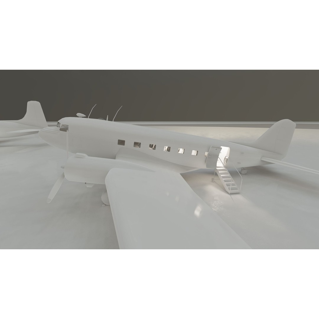 Douglas DC-3 and DC-4 3D Model – High Poly Aircraft with Interior, FBX/OBJ - View 39