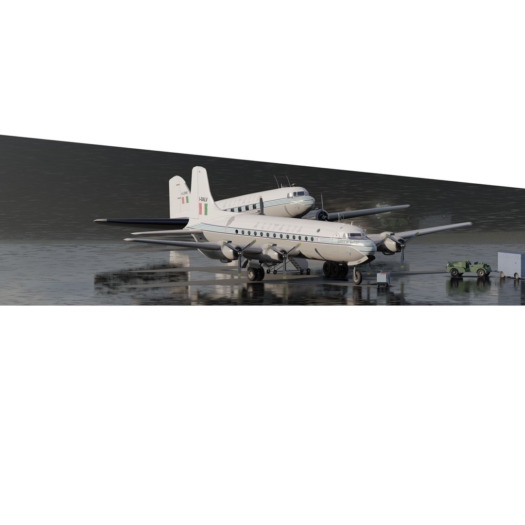 Douglas DC-3 and DC-4 3D Model – High Poly Aircraft with Interior, FBX/OBJ - View 4
