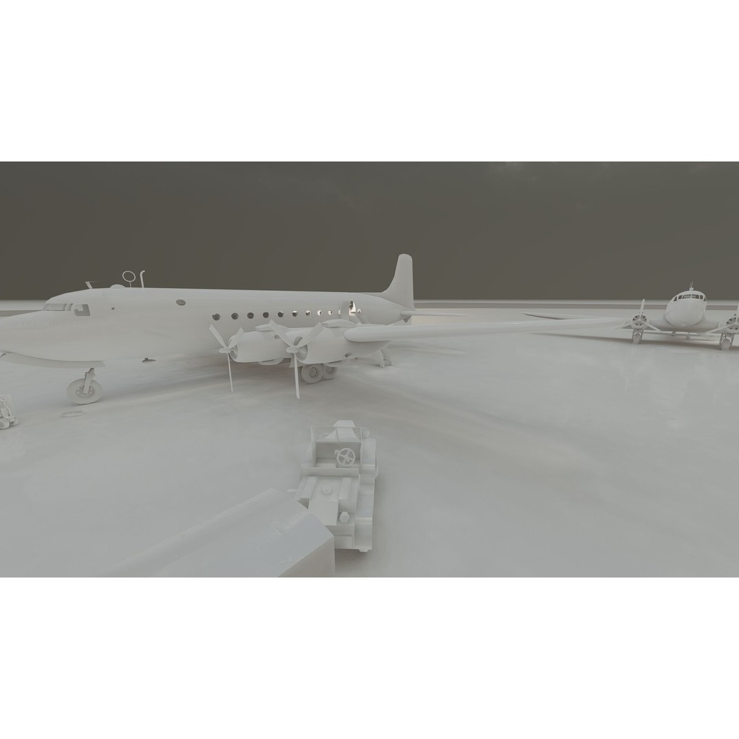Douglas DC-3 and DC-4 3D Model – High Poly Aircraft with Interior, FBX/OBJ - View 42